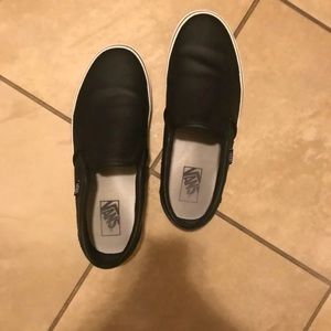 Black Perforated Leather Vans